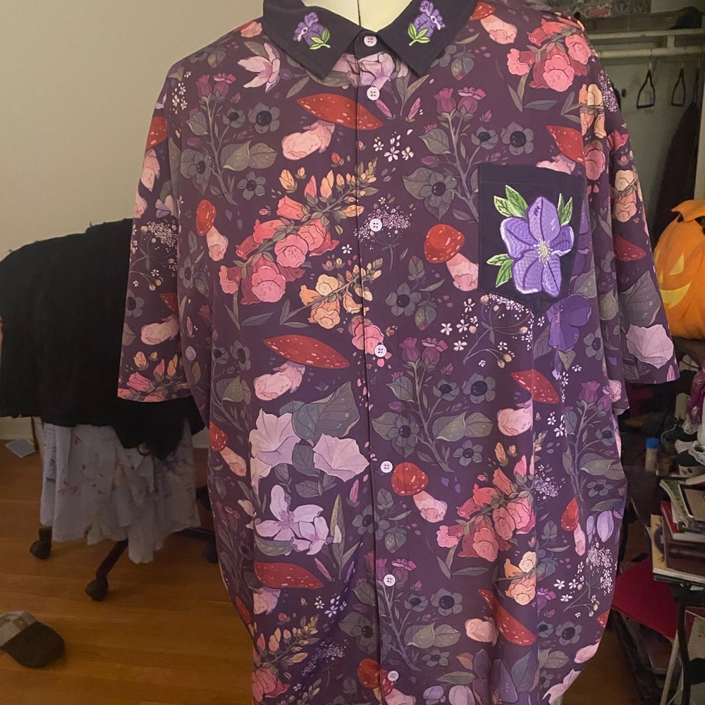 Morningwitch button up in poison pattern
